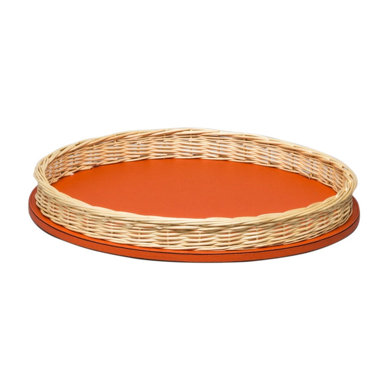 Round Leather and Willow Tray Orsay large by Pigment France x Giobagnara