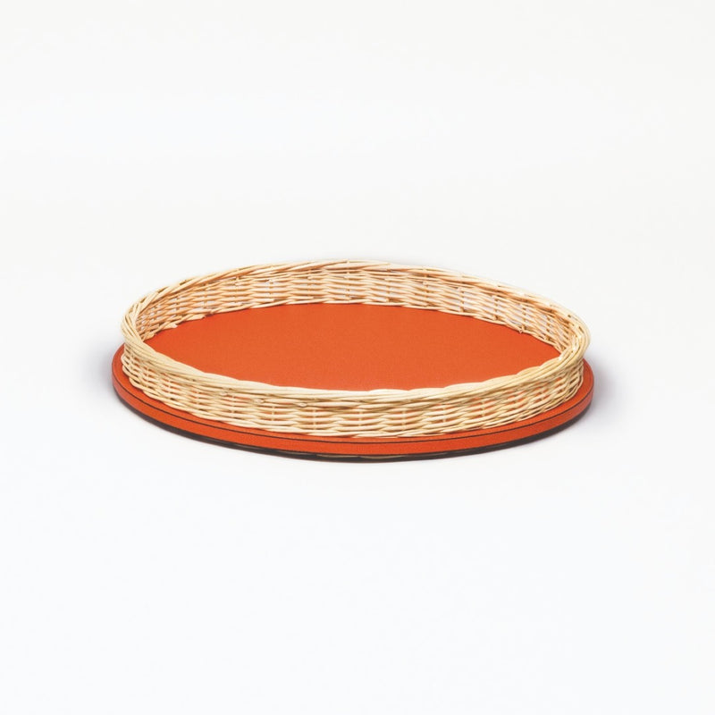 Round Leather and Willow Tray Orsay small by Pigment France x Giobagnara