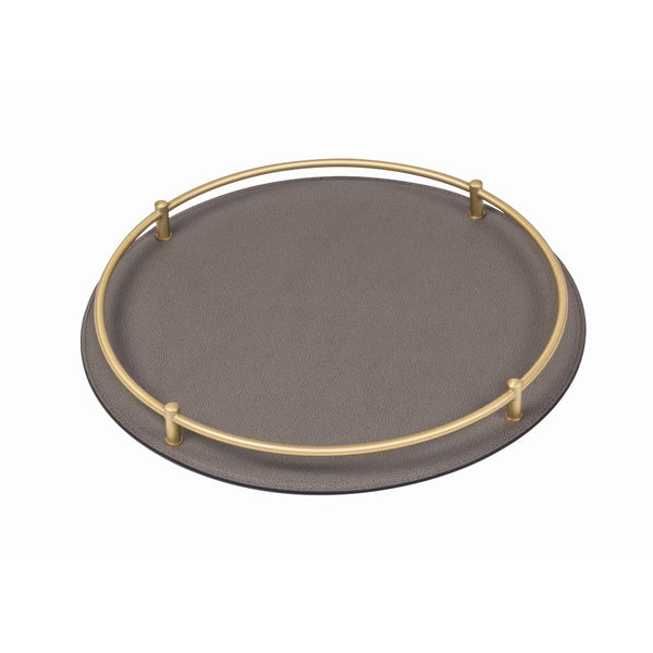 Round rondo medium graphite gray tray with gold rim on a white background