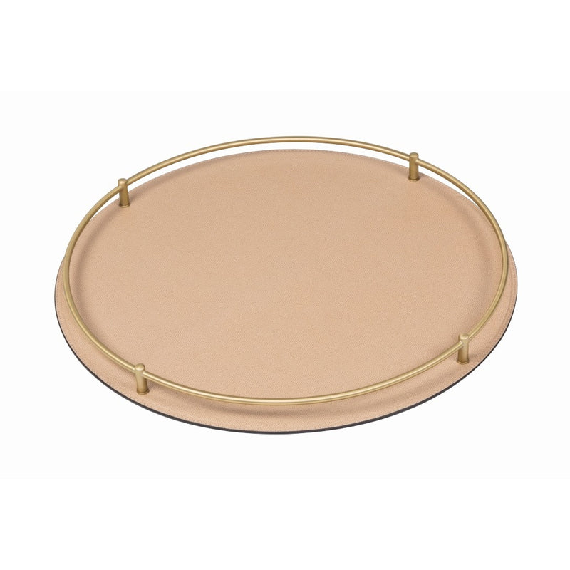 Round cipria large Rondo tray with gold metal rim on a white background