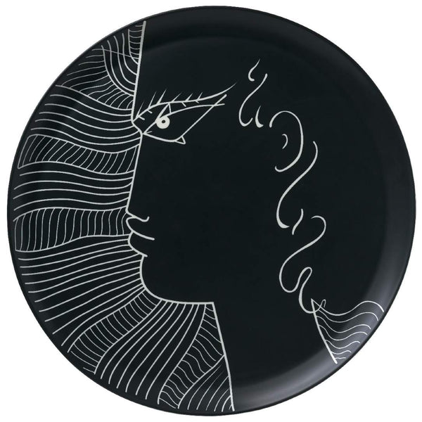 Round serving platter black sailor motif Jean Cocteau collection Raynaud