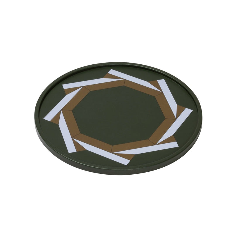 Round Tray San Marco No1 Mini by Giobagnara in leather inspired by Basilica di San Marco floor motif