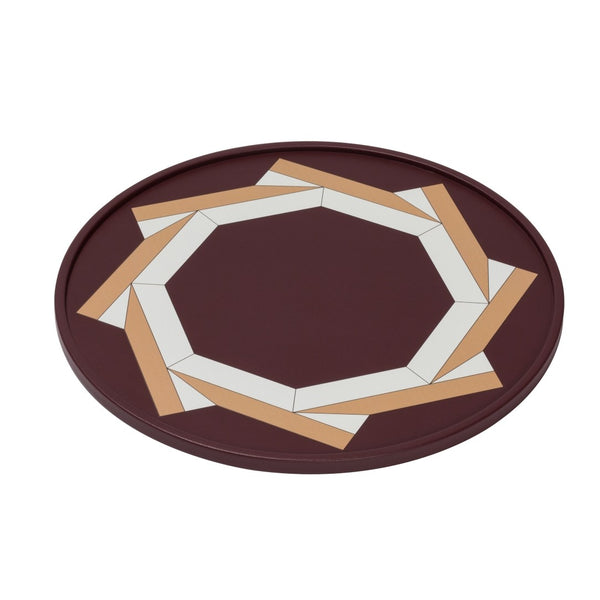 Round Tray San Marco No1 Small by Giobagnara in leather inspired by Basilica di San Marco floor design
