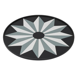 Round Tray San Marco No2 Medium by Giobagnara in leather with Venetian rosette design