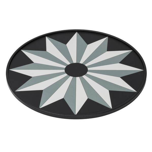 Round Tray San Marco No2 Medium by Giobagnara in leather with Venetian rosette design