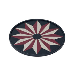 Round Tray San Marco No2 Mini by Giobagnara in leather with rosette floor motif inspired by Marciana National Library Venice