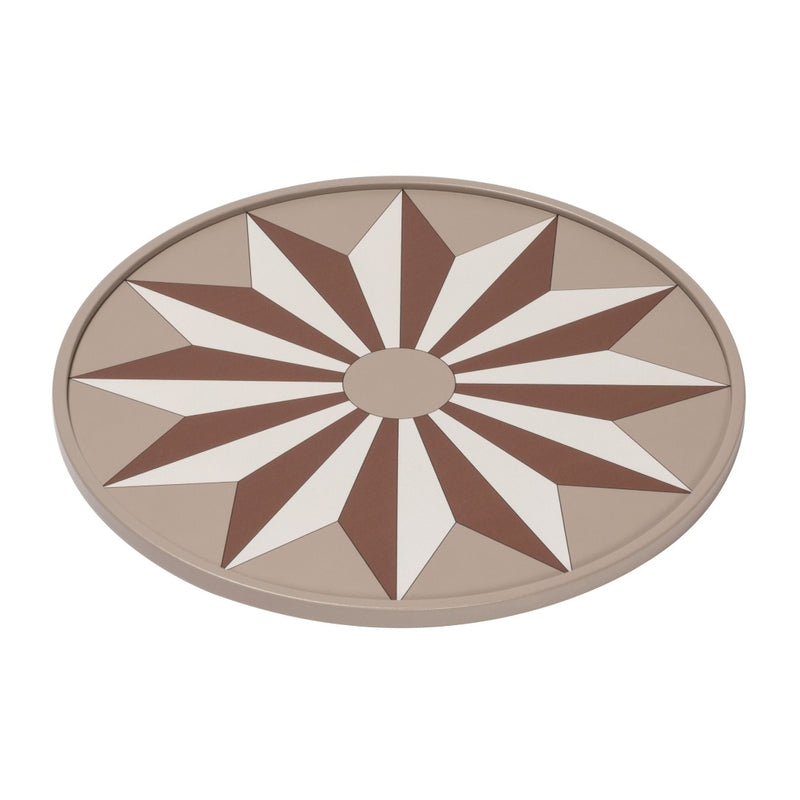 Round Tray San Marco No2 Small by Giobagnara in leather with Venetian rosette pattern