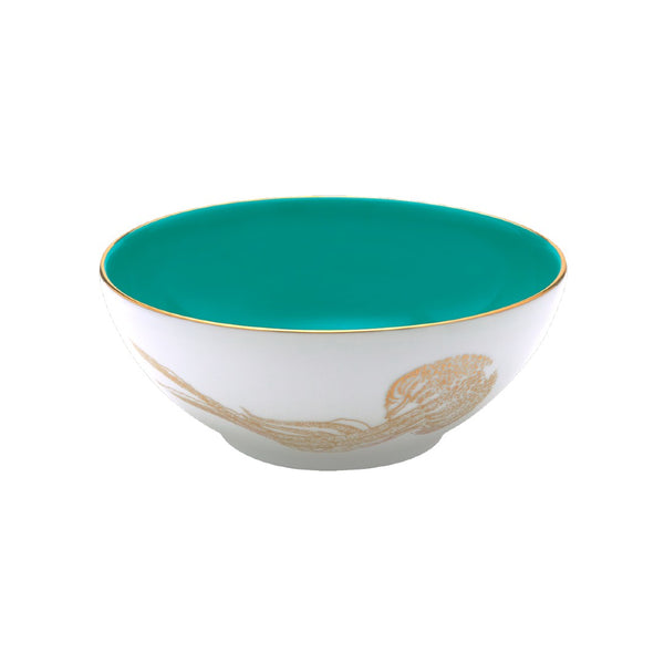 Haviland Océan Bleu Salad Bowl 20cm in Limoges porcelain with ocean blue tones and golden marine-inspired details.