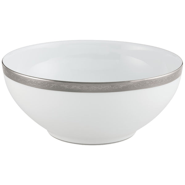 Raynaud Ambassador Platine porcelain salad bowl 25cm with platinum rim and Renaissance-inspired inlay