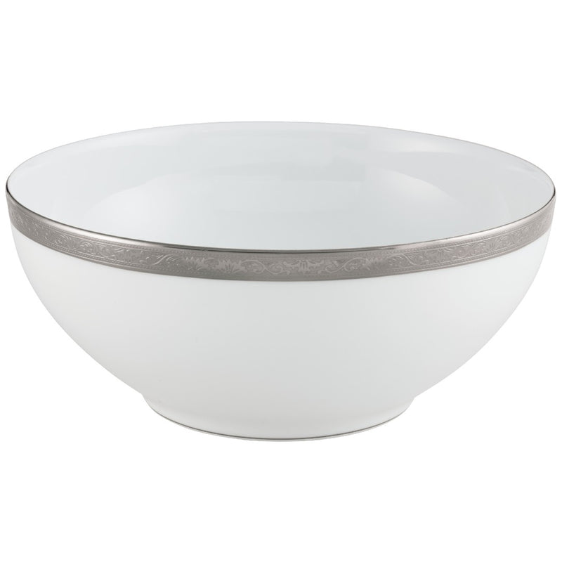 Raynaud Ambassador Platine porcelain salad bowl 25cm with platinum rim and Renaissance-inspired inlay