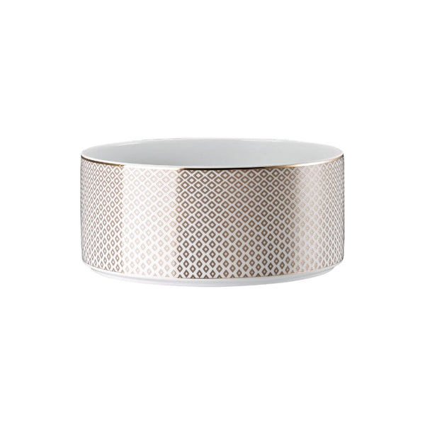 Francis Carreau Beige porcelain salad bowl with beige and gold check design by Rosenthal