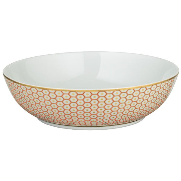 Raynaud Trésor orange porcelain salad bowl 17cm with gold-accented honeycomb design