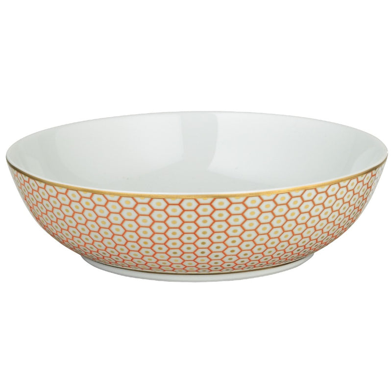 Raynaud Trésor orange porcelain salad bowl 17cm with gold-accented honeycomb design