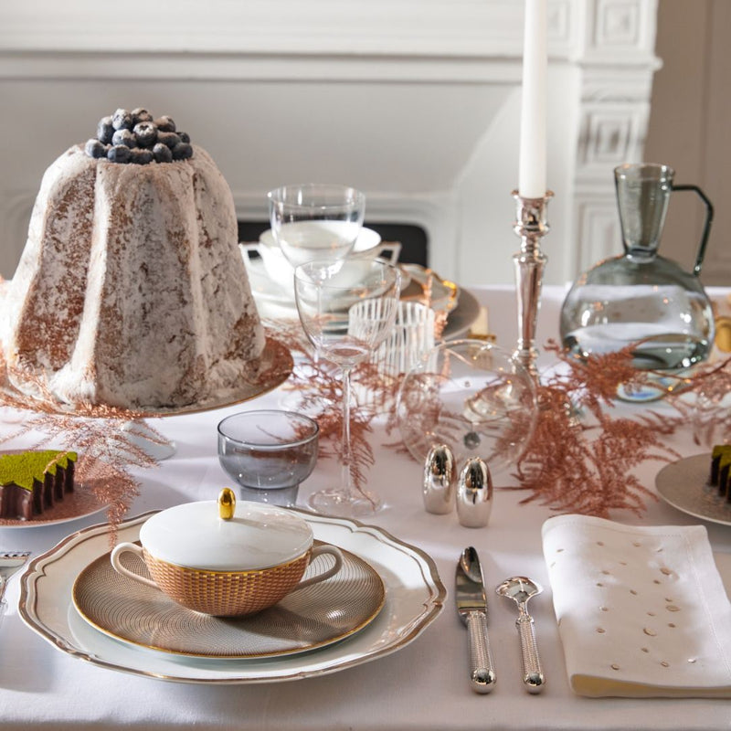 Elegant dining table setting featuring Salt and Pepper Shakers Set Galet Silver-Plated by Ercuis