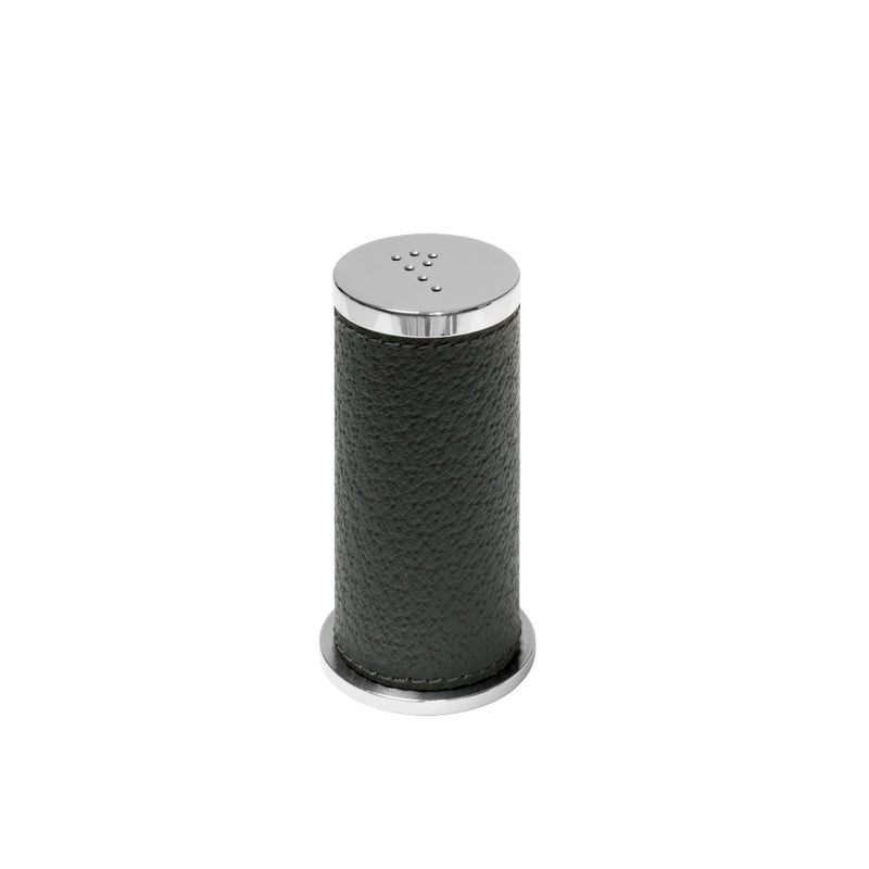 Cipress Green textured pepper shaker with silver top on a white background