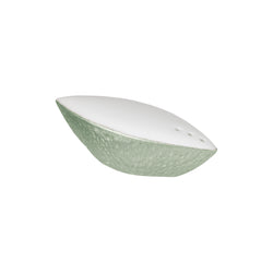 Raynaud Minéral Irisé Céladon porcelain salt shaker with soft green glaze and sculptural texture