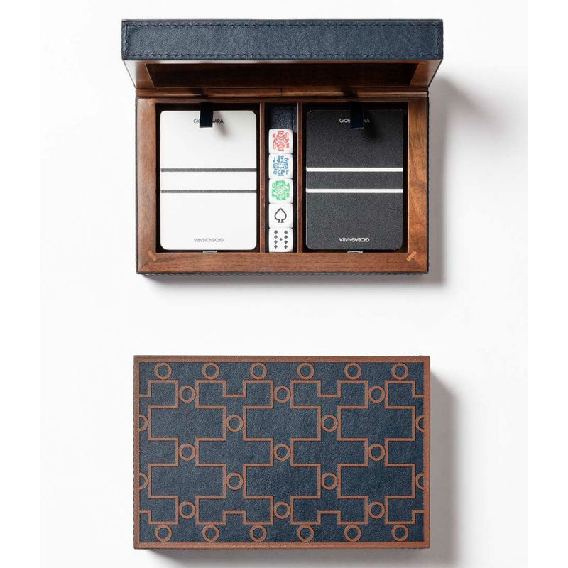 Set of cards San Marco with a wooden box on a white background