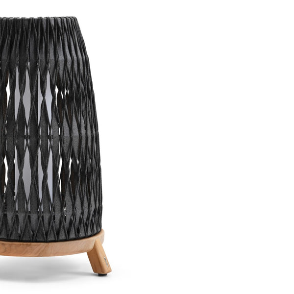 anthracitewoven Sandua lantern with wooden legs on a white background