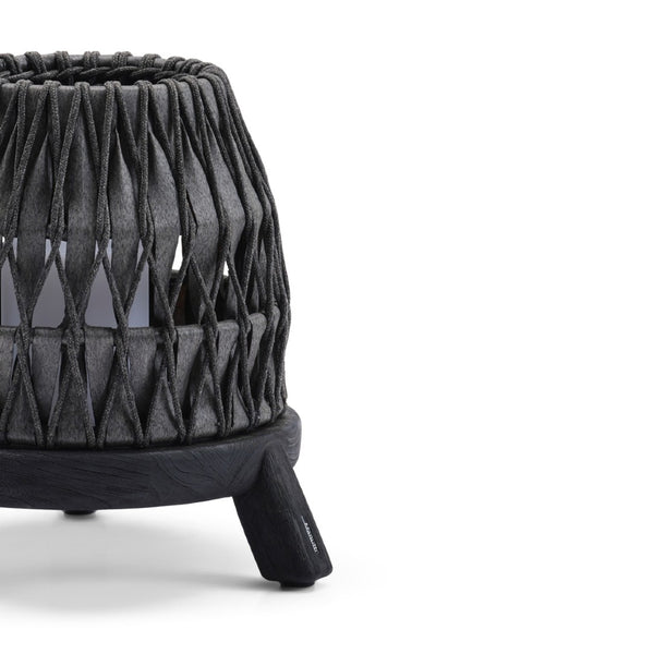 Dark gray woven lantern on a white background
