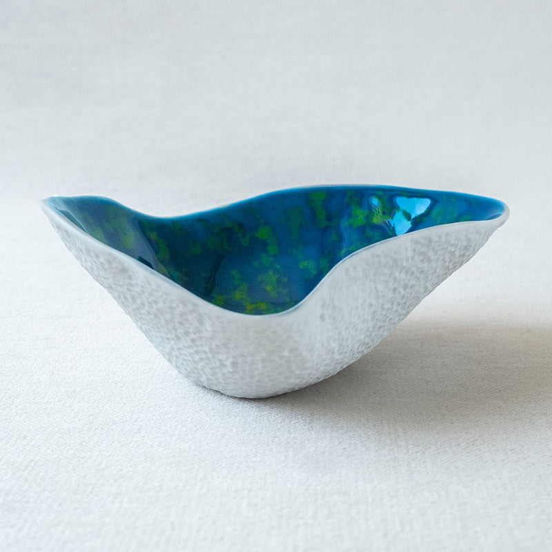 Sculptural porcelain side bowls Blue Lagoon finish No2 Indulge Sarah-Linda