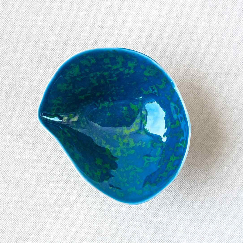 porcelain side bowls Blue Lagoon finish No2 Indulge Sarah-Linda on a light beige background