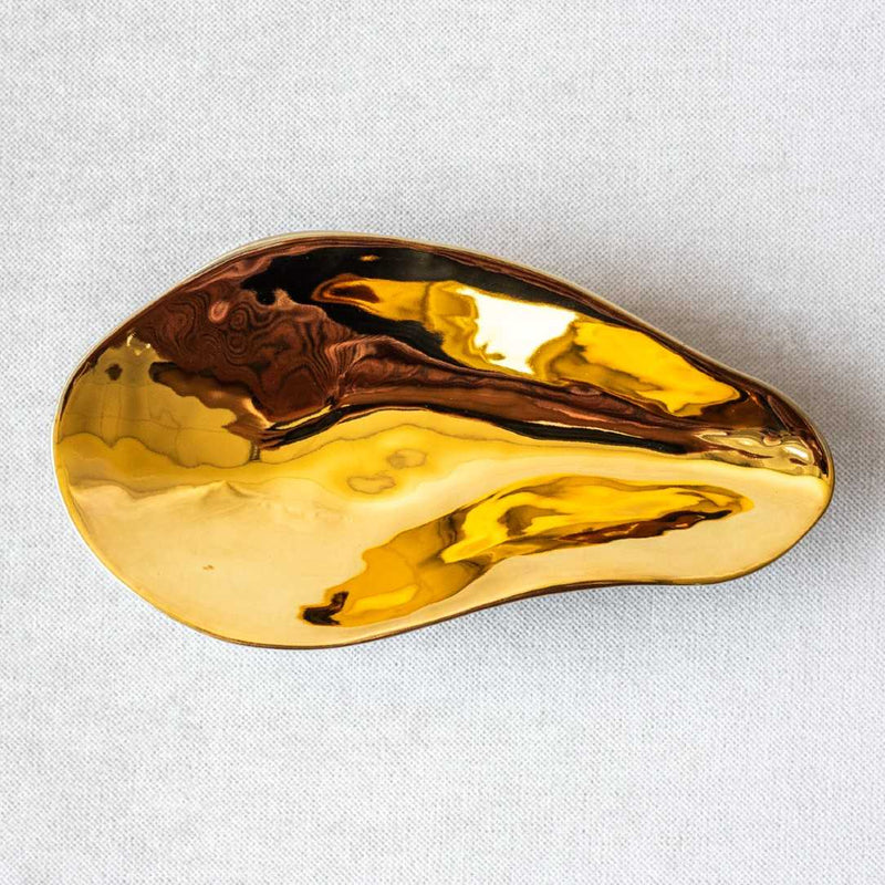 Sculptural porcelain side bowls Gold finish No3 Indulge Sarah-Lindaon a light gray background