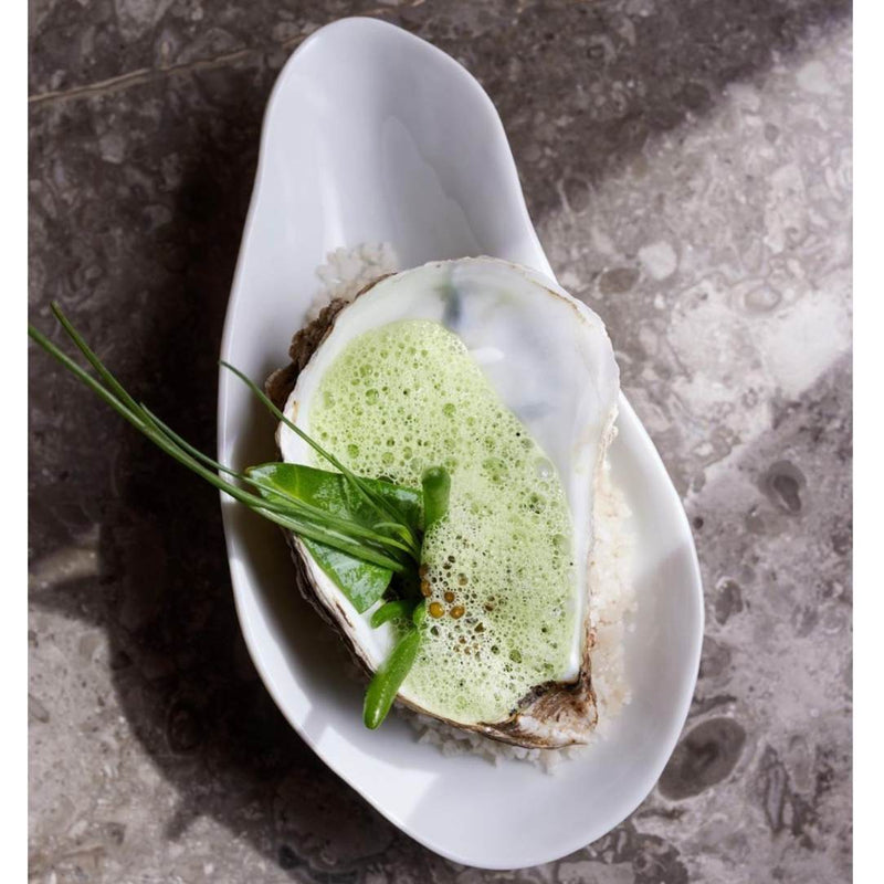 Oyster with green sauce on a white Luxury Limoges porcelain side bowls White No3 Indulge Sarah-Linda