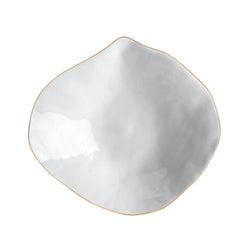 Sarah-Linda set of 2 porcelain small deep plates White with Golden Rim No9 Indulge on a white background