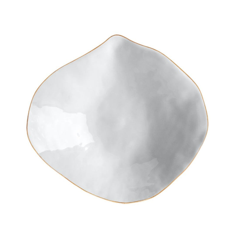 Sarah-Linda set of 2 porcelain small deep plates White with Golden Rim No9 Indulge on a white background
