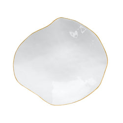 Sarah-Linda set of 2 porcelain small plates White with Golden Rim No5 Indulge on a white background
