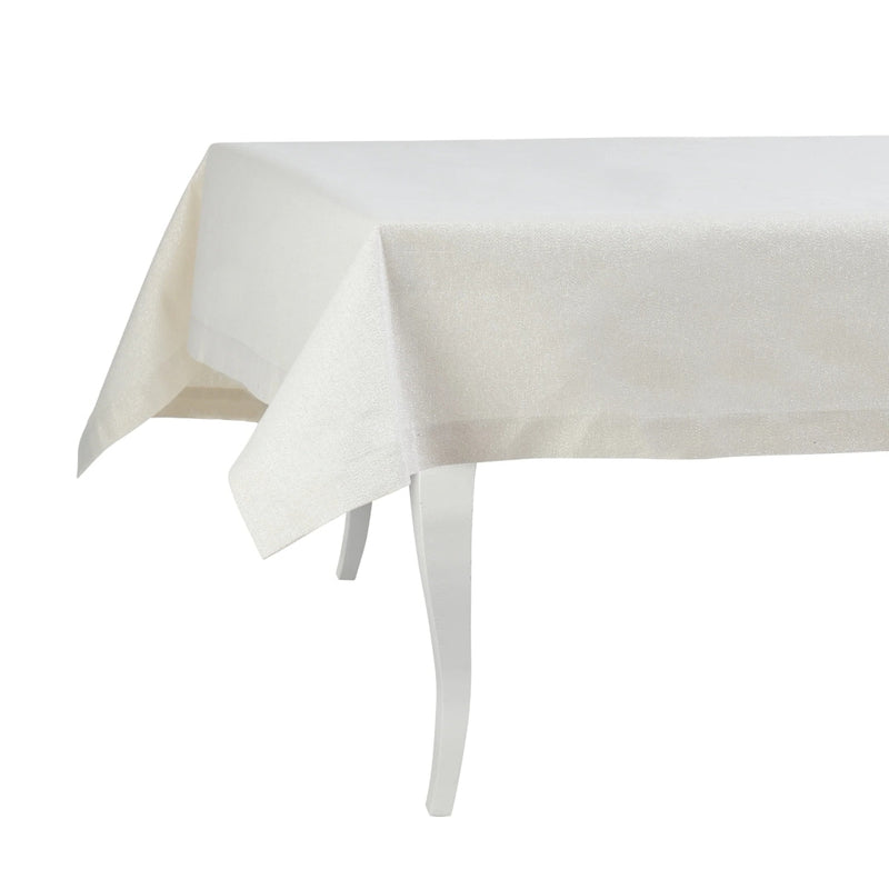 Shiny silver metallic tablecloth with elegant sheen by Roseberry Home