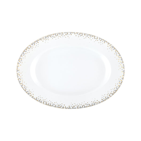 Souffle d’Or side plate by Haviland—Limoges porcelain with silver and matte gold geometric rim inspired by celestial supernova design.