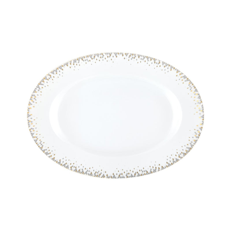 Souffle d’Or side plate by Haviland—Limoges porcelain with silver and matte gold geometric rim inspired by celestial supernova design.