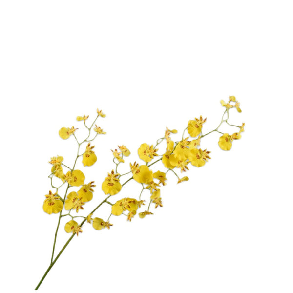 Handcrafted artificial yellow orchid spray made from waxed silk by Silk-ka, part of the Flowers For Life collection by Amiramour.