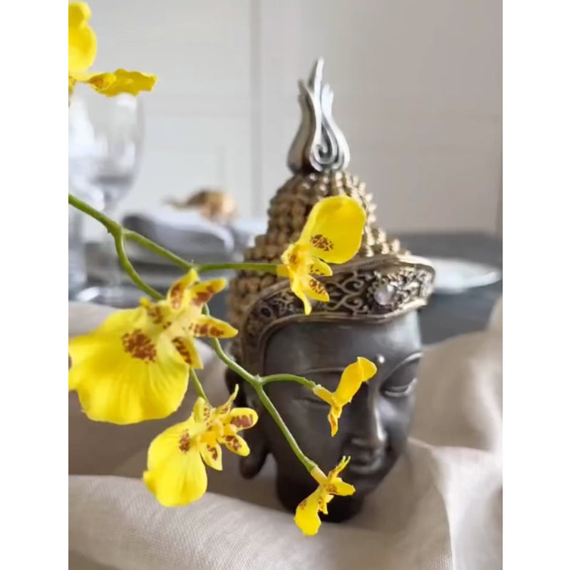 styled Handcrafted artificial yellow orchid spray made from waxed silk by Silk-ka.