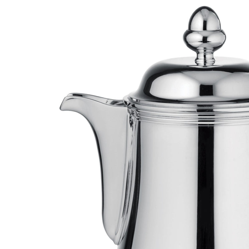 Close-up Silver-plated coffee pot Rencontre 90cl by Ercuis – handcrafted French coffee pot with polished finish and elegant handle.