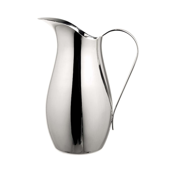 Luxury 1.3 L silver-plated pitcher Plain by Greggio with smooth curved silhouette – handcrafted Italian design for elegant dining and yachts.