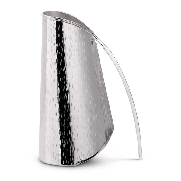 Luxury silver-plated pitcher Rain by Greggio with sculptural shape and textured finish – handcrafted Italian design for elegant dining and yachts.