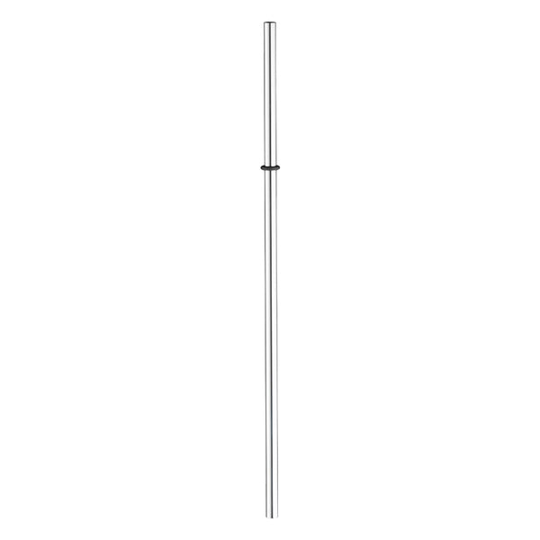 A silver-plated straw with a cleaning brush, presented against a white background.