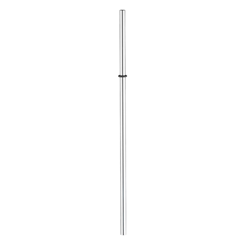 A silver-plated straw with a cleaning brush, presented against a white background.
