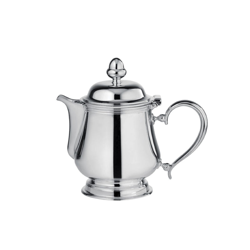 Luxury silver-plated teapot Rencontre 35cl by Ercuis – handcrafted French design with domed lid, elegant handle, and polished finish.