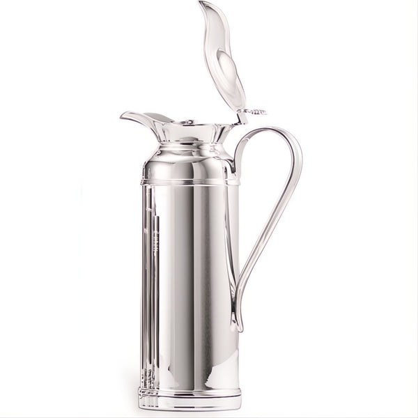 Luxury silver-plated thermal carafe Colonna by Greggio – handcrafted Italian insulated design with column-inspired form and polished silver finish.