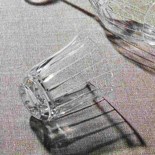 Styled Saint-Rémi small crystal tumbler with fine bevel cuts by Cristallerie de Montbronn.