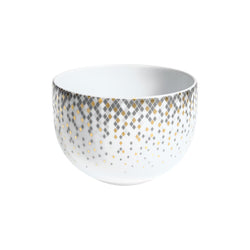 Souffle d’Or small tumbler by Haviland—Limoges porcelain with grey, gold, and silver celestial-inspired design.