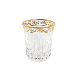 Crystal small tumbler with diamond cuts and gold inlay from the Viktoria collection by Cristallerie de Montbronn. 