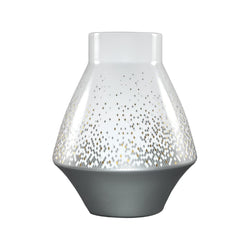 Souffle d’Or small vase by Haviland—Limoges porcelain in white with celestial silver supernova-inspired detailing.