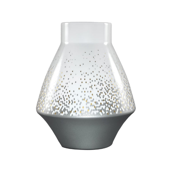 Souffle d’Or small vase by Haviland—Limoges porcelain in white with celestial silver supernova-inspired detailing.
