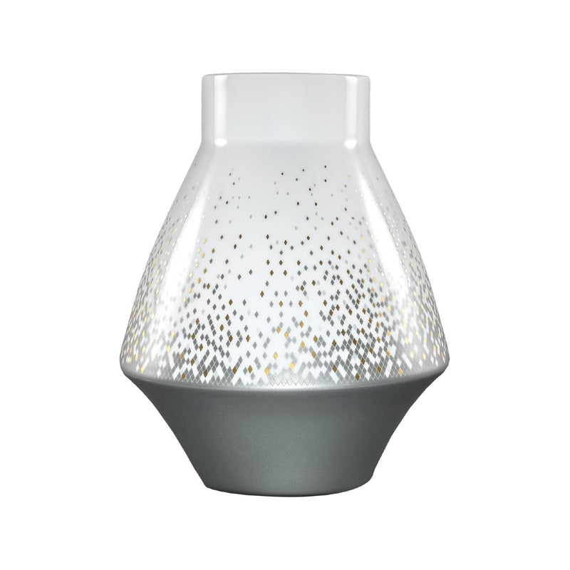 Souffle d’Or small vase by Haviland—Limoges porcelain in white with celestial silver supernova-inspired detailing.