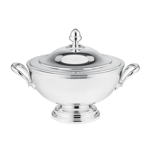 Silver-plated soup tureen with lid and handles small from the Rencontre collection by Ercuis.