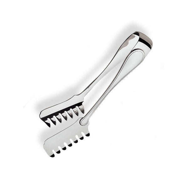 A pair of silver-plated spaghetti tongs Classica by Greggio with a polished finish.